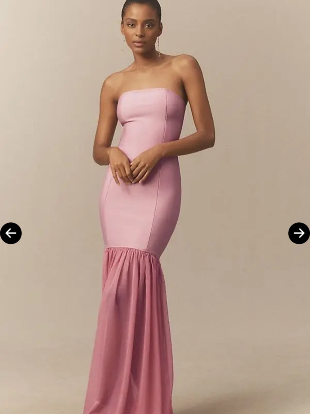 Elliatt Revolve Kristel Strapless Pink Mermaid Bodycon chiffon gown NWT Small